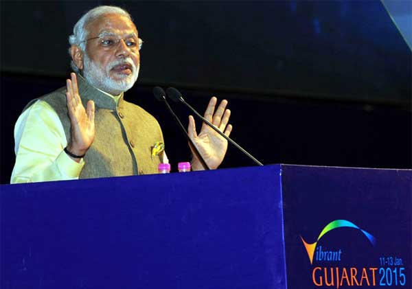 The Prime Minister, Narendra Modi addressing at the inauguration ceremony of the 7th Vibrant Gujarat Global Summit 2015, 1 The Prime Minister, Narendra Modi addressing at the inauguration ceremony of the 7th Vibrant Gujarat Global Summit 2015, in Gandhinagar, Gujarat on January 11, 2015.