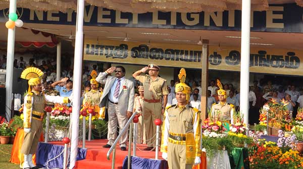 B. Surender Mohan, Chairman-cum-Managing Director, NLC Ltd., Saluting the National Flag, at the 66th Republic Day Celebrations 1 B. Surender Mohan, Chairman-cum-Managing Director, NLC Ltd., Saluting the National Flag, at the 66th Republic Day Celebrations at Neyveli on January 26, 2015.