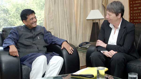 The MoS (IC) for Power, Coal and New and Renewable Energy, Piyush Goyal meeting the Environment Minister, Germany, Barbara Hendricks 1 The Minister of State (Independent Charge) for Power, Coal and New and Renewable Energy, Piyush Goyal meeting the Environment Minister, Germany, Barbara Hendricks, in New Delhi on January 28, 2015.