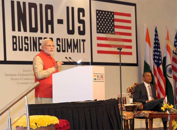 Modi, Obama unveil steps for new high to business, trade ties 1 US President Barack Obama & Prime Minister Narendra Modi at the India-US Business Summit in New Delhi