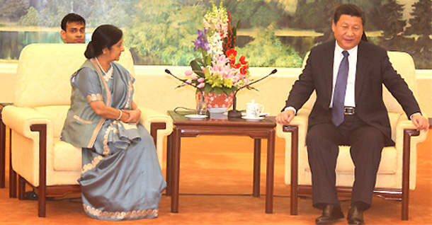 Sushma meets Chinese president 1 External Affairs Minister Sushma Swaraj calls on President Xi Jinping of People's Republic of China in Beijing