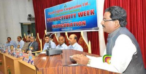 National productivity week-2015 celebrations concluded at Neyveli 1 B.Surender Mohan, Chairman cum Managing Director, NLC Ltd., delivering the Chief Guest address during the Inaugural Function of National Productivity Week-2015 at Neyveli