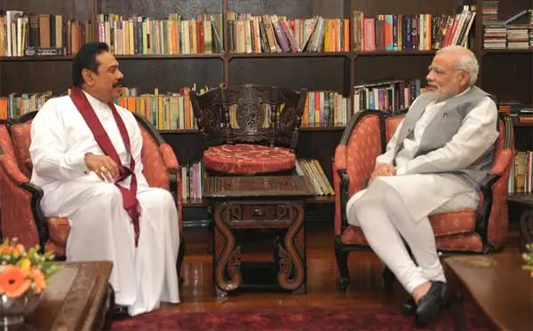 The former president of Sri Lanka, Mahinda Rajapaksa meeting the Prime Minister, Narendra Modi 1 The former president of Sri Lanka, Mahinda Rajapaksa meeting the Prime Minister, Narendra Modi to discuss the development cooperation opportunities, in Colombo Sri Lanka on March 14, 2015.