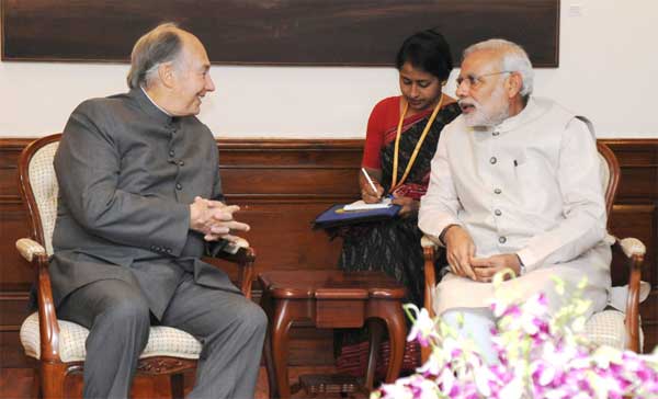 Prince Karim Aga Khan calling on the Prime Minister, Narendra Modi, in New Delhi on April 07, 2015. 1 Prince Karim Aga Khan calling on the Prime Minister, Narendra Modi, in New Delhi on April 07, 2015.