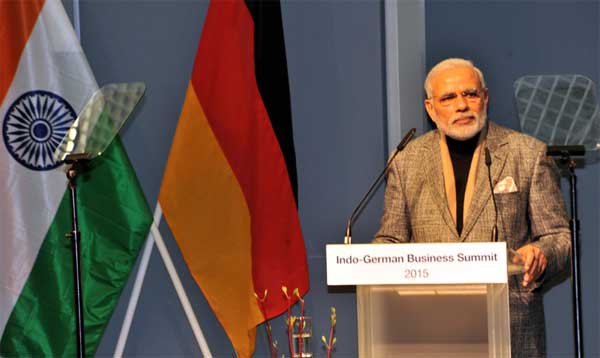 The Prime Minister, Narendra Modi delivering his address at the Joint Inauguration of the Indo-German Business Summit 1 The Prime Minister, Narendra Modi delivering his address at the Joint Inauguration of the Indo-German Business Summit, in Hannover, Germany on April 13, 2015.