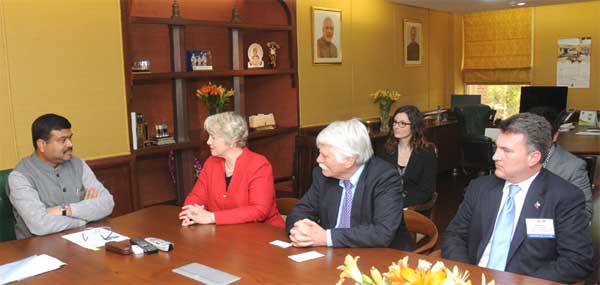 The Mayor, Houston, Texas, Anne D. Parker meeting the Minister of State for Petroleum and Natural Gas (IC), Dharmendra Pradhan 1 The Mayor, Houston, Texas, Anne D. Parker meeting the Minister of State for Petroleum and Natural Gas (Independent Charge), Dharmendra Pradhan, in New Delhi on April 24, 2015.