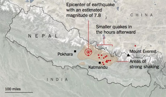 World rushes aid to Nepal amid 2,300 deaths, new tremblors 1 nepal-map