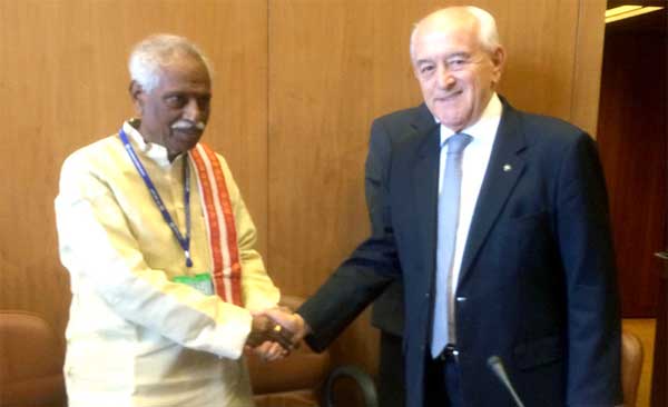 The MoS for Labour and Employment (IC), Bandaru Dattatreya at the BRICS meeting, in Geneva on June 10, 2015. 1 The Minister of State for Labour and Employment (Independent Charge), Bandaru Dattatreya at the BRICS meeting, in Geneva on June 10, 2015.