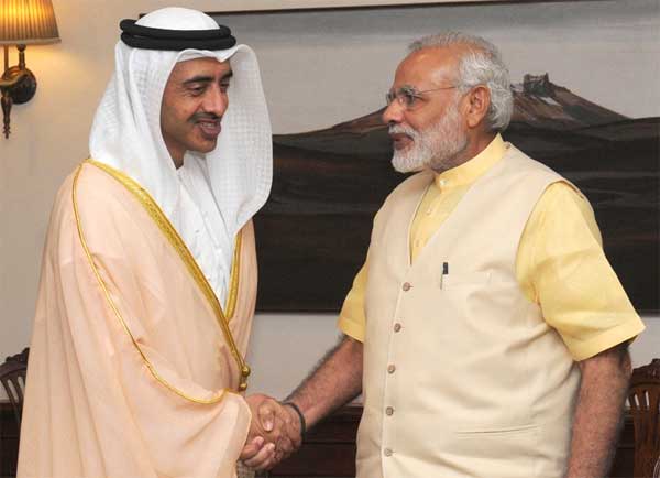 The Foreign Minister of UAE, Sheikh Abdullah Bin Zayed Al Nahyan calling on the Prime Minister, Narendra Modi, in New Delhi 1 The Foreign Minister of UAE, Sheikh Abdullah Bin Zayed Al Nahyan calling on the Prime Minister, Narendra Modi, in New Delhi on September 03, 2015.