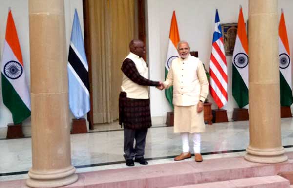 Prime Minister, Narendra Modi meeting the Vice President of the Republic of Botswana, Mokgweetsi Masisi, 1 Prime Minister, Narendra Modi meeting the Vice President of the Republic of Botswana, Mokgweetsi Masisi, during the 3rd India Africa Forum Summit, in New Delhi on October 28, 2015.