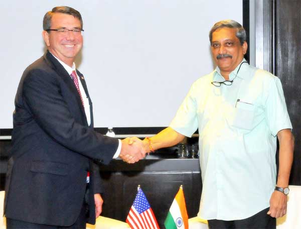 Minister for Defence, Manohar Parrikar meeting the US Secretary of Defence Ashton Carter, on the sidelines of the 3rd ASEAN Defence 1 The Union Minister for Defence, Manohar Parrikar meeting the US Secretary of Defence Ashton Carter, on the sidelines of the 3rd ASEAN Defence Ministers’ Meeting (ADMM-plus), in Kuala Lumpur, Malaysia on November 03, 2015.