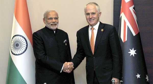 Prime Minister, Narendra Modi and the Prime Minister of Australia, Malcolm Turnbull in their first bilateral meeting 1 The Prime Minister, Narendra Modi and the Prime Minister of Australia, Malcolm Turnbull in their first bilateral meeting, on the sidelines of G20 Summit 2015, in Turkey on November 15, 2015.
