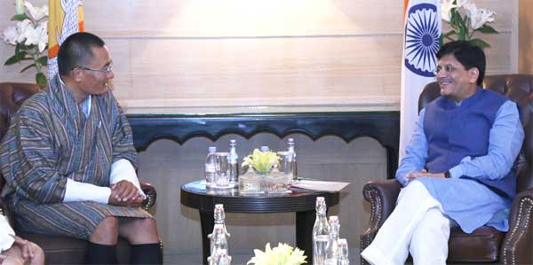 MoS (IC) for Power, Coal and New and Renewable Energy, Piyush Goyal meeting the Prime Minister of Bhutan, Tshering Tobgay 1 The Minister of State (Independent Charge) for Power, Coal and New and Renewable Energy, Piyush Goyal meeting the Prime Minister of Bhutan, Tshering Tobgay, in New Delhi on November 16, 2015.
