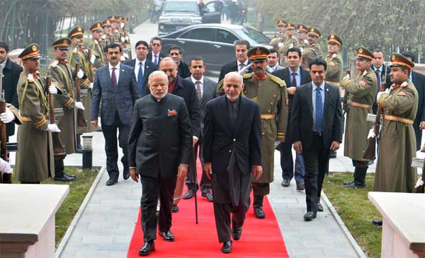President of Afghanistan, Dr. Ashraf Ghani welcomes the Prime Minister, Narendra Modi, at President House, at Kabul 1 The President of Afghanistan, Dr. Ashraf Ghani welcomes the Prime Minister, Narendra Modi, at President House, at Kabul, in Afghanistan on December 25, 2015.