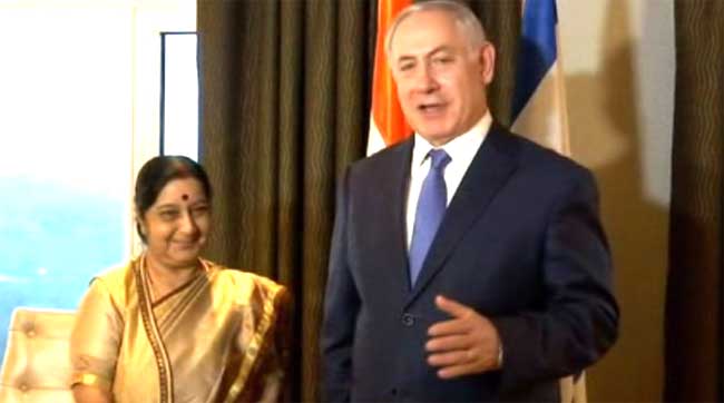 Sushma calls on Israeli PM 1 15sushma with pm israel1