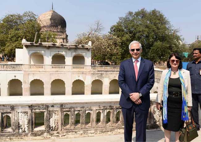 US Ambassador visits Qutb Shahi Tombs to see restoration work 1 01us amb qutub shahi