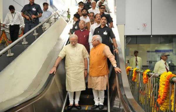 Modi flags off new Metro line between Delhi, Haryana 1 25modi inaug