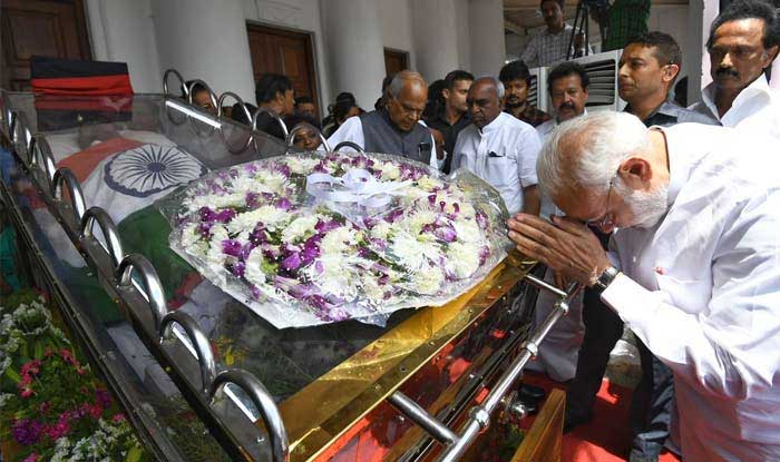 Karunanidhi's final journey to start at 4 p.m. from Rajaji Hall 1 08modi tribute