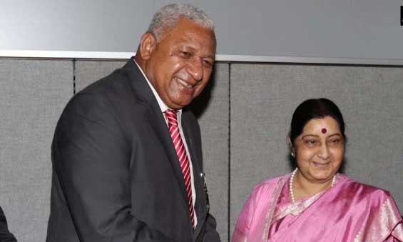Sushma, Fiji PM discuss defence cooperation 1 26sushma with fiji pm