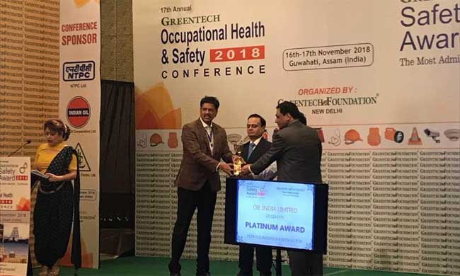 OIL INDIA LIMITED WINS THE GREENTECH SAFETY PLATINUM AWARD 1 17oil award