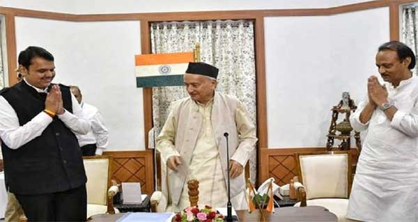 Fadnavis sworn-in as Maha CM, Ajit Pawar as Dy CM 1 fadanvis
