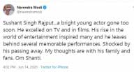 Sushant's journey in entertainment world inspired many: Modi 1 14modi tweet