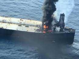 Oil tanker blaze under control, vessel towed to stop drift into shallows 1 05tank fire