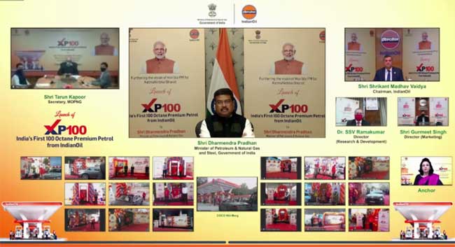 Indian Oil Corp launches India's first 100 Octane petrol for high-end bikes & cars 1 02pradhan launch