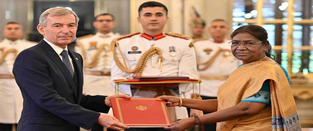Didier Gamerdinger, Ambassador of Principality of Monaco presenting credentials to the President of India, Droupadi Murmu 12 11credential monaco