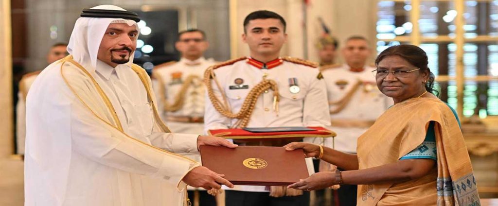 Mohammed Hassan Jabir Al-Jabir, Ambassador of the State of Qatar presenting credentials to the President of India, Droupadi Murmu 12 11credential qatar