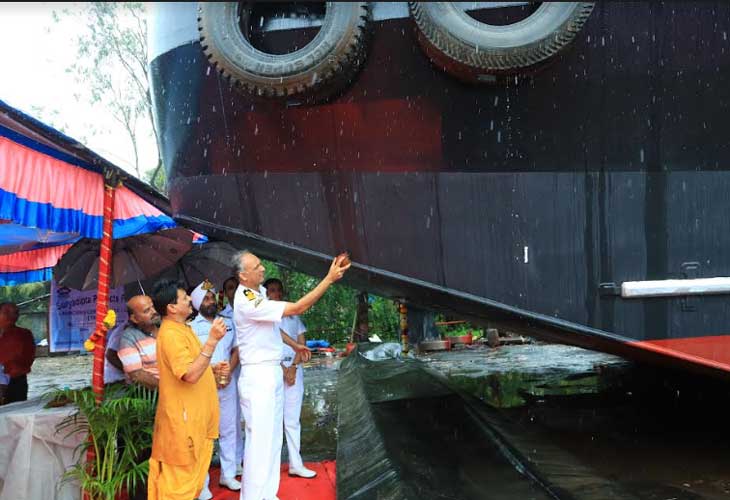 LAUNCH OF SECOND ACTCM BARGE, YARD 126 (LSAM 16) AT M/S SURYADIPTA PROJECTS PVT LTD, THANE 14 20navy launch2