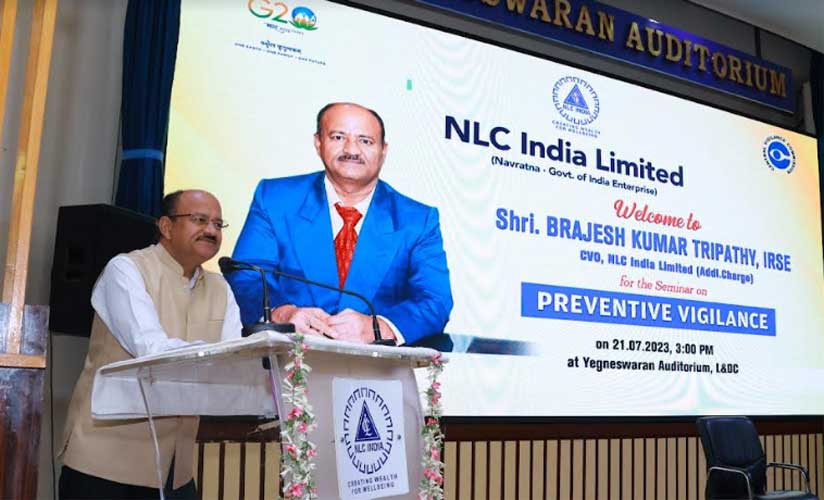 Brajesh Kumar Tripathy, IRSE, CVO (Additional Charge), NLC India Ltd, Emphasizes the Importance of Vigilance and Environmental Conservation during his Visit to Mine-1 and NNTPP 16 22nlc meet3