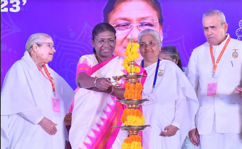 PRESIDENT OF INDIA LAYS FOUNDATION STONE FOR “DIVINE LIGHT HOUSE” OF PRAJAPITA BRAHMA KUMARIS ISHWARIYA VISHWA VIDYALAYA AT DASABATIA, TAMANDO 6 27murmu inaug2