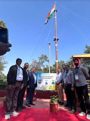 PRESIDENT DROUPADI MURMU INAUGURATES NBCC BUILT NEW FLAG POST REPLICA AT RASHTRAPATI NILAYAM, HYDERABAD 5 murmu inaug