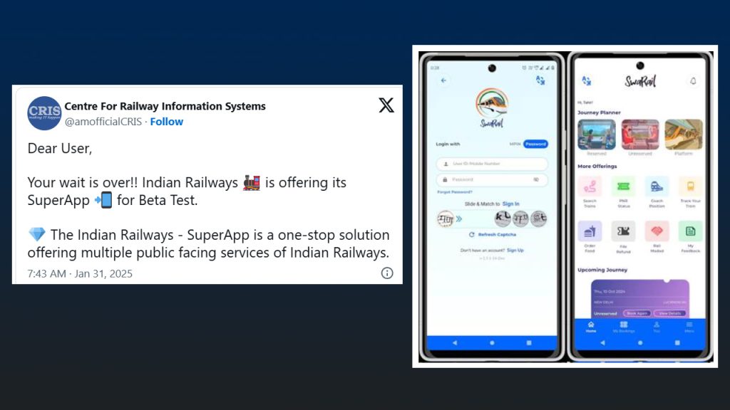 Indian Railways Launches ‘SwaRail’ SuperApp
