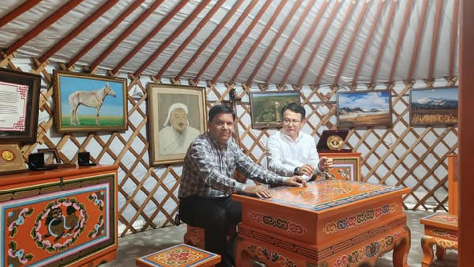 Ameya Sathaye meeting Mongolian Ambassador to India, Ganbold Dambajav
