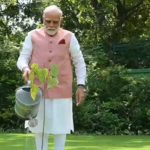 PM Modi plants Sindoor sapling given by 1971 war ‘Viranganas’ at official residence 16 PM Modi plants Sindoor sapling