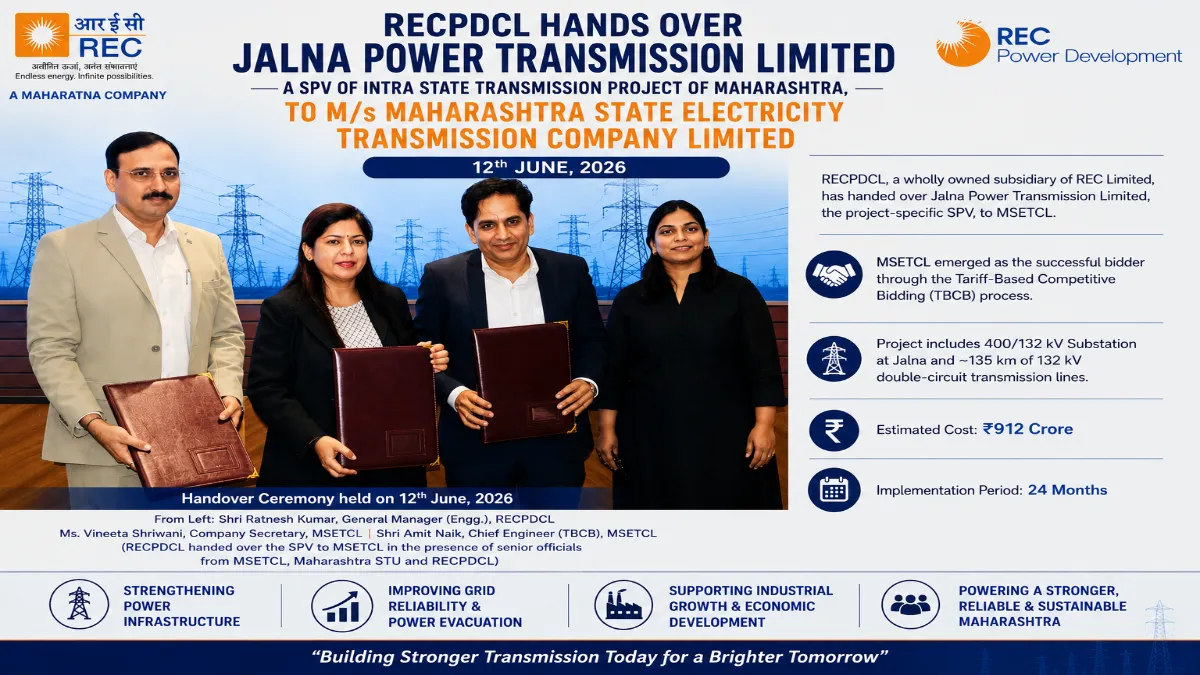 feature news 270 Officials during the handover of Jalna Power Transmission Limited SPV by RECPDCL to Maharashtra State Electricity Transmission Company Limited