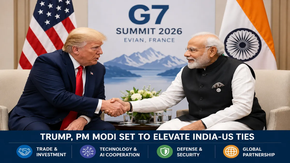 feature news 244 Donald Trump and Prime Minister Narendra Modi during bilateral discussions at the G7 Summit in France