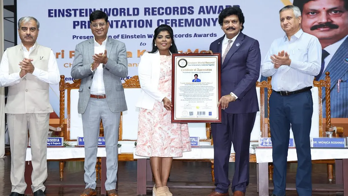 NLC India CMD Prasanna Kumar Motupalli Receives Einstein World Records Recognition for Free School Bus Initiative 5 nlc cmd award1